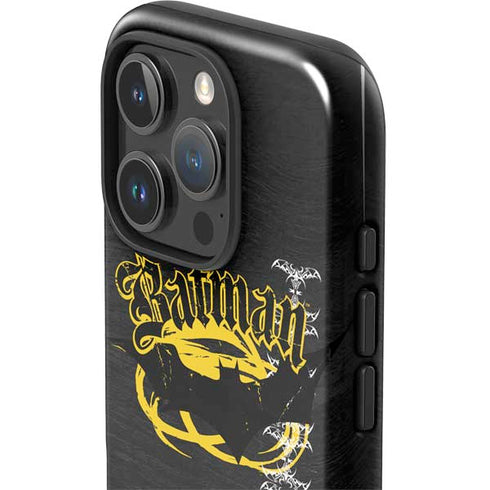 DC Comics Batman Dark Knight Logo Yellow & Black iPhone 16 Pro Max Impact Case